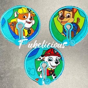 Almohadillas para sonda gástrica de la Patrulla Canina/cubiertas para sonda gástrica/almohadillas para sonda de alimentación Mic-Key AMT Mini One/almohadillas para sonda gástrica/bambú orgánico reutilizable, diseño divertido, gastrostomía