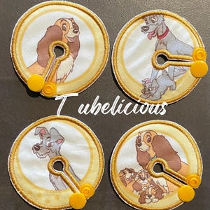 Lady and the tramp G-Tube Pads/G Tube covers/Mic-Key AMT Mini One feeding tube pads/Tubie Pads