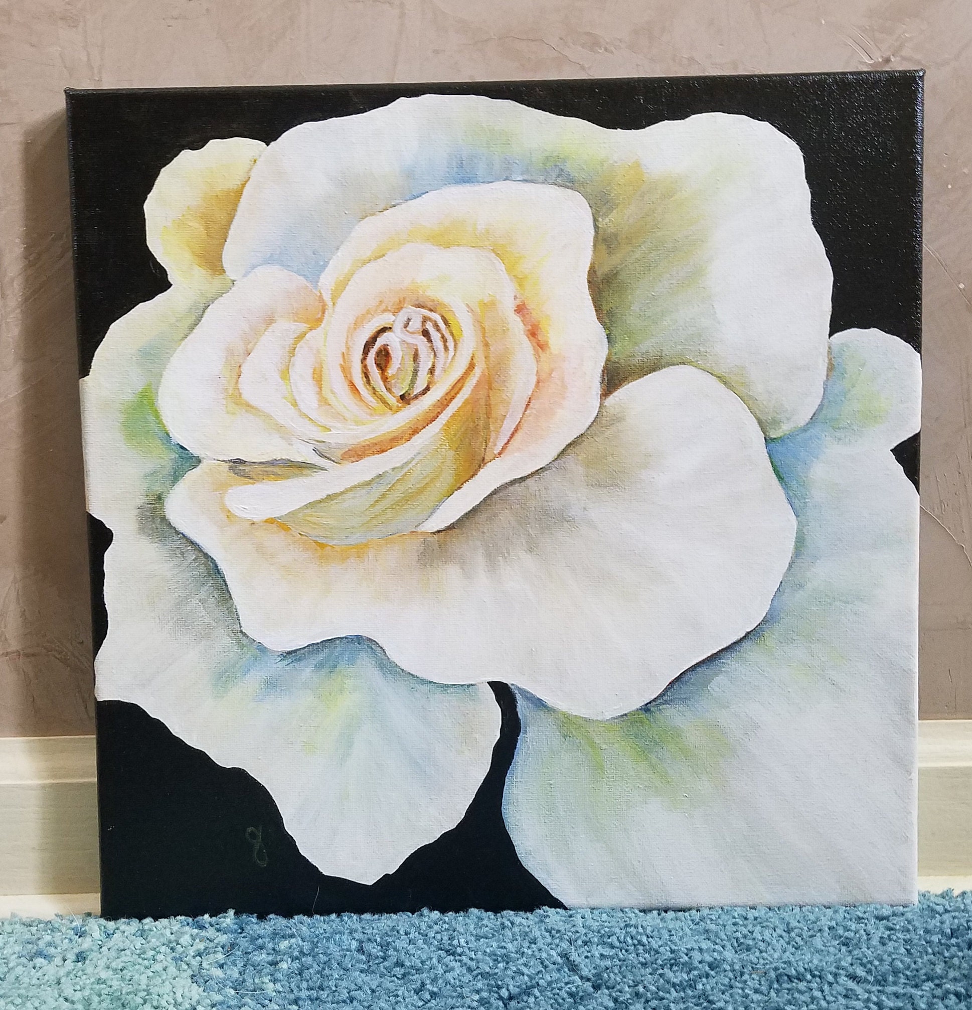 White rose acrylic painting
