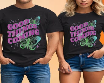 Positive Vibes Butterfly T-Shirt: Retro Motivational Graphic Tee