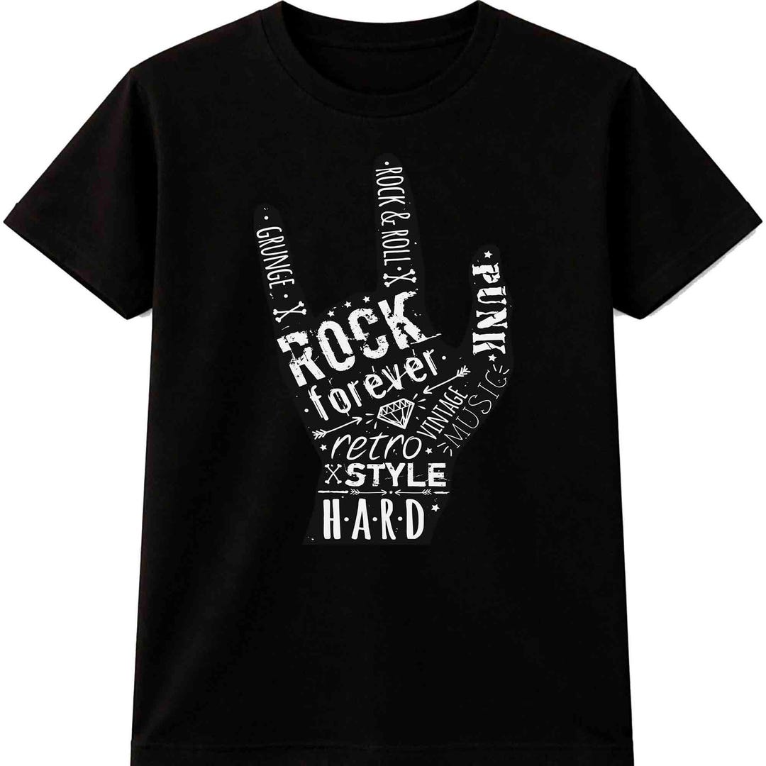 Grunge Punk Rock Hand T-shirt | Retro Music Graphic Tee Men and