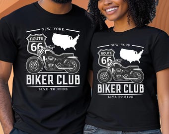 Route 66 Biker Club T-Shirt: Live to Ride Motorcycle Graphic Tee