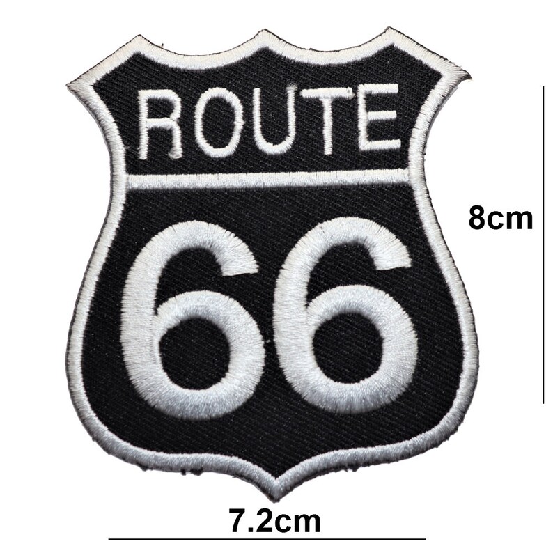 Aufnäher Route 66 patches Logo Sign Symbol Embroidered Iron on Patch gold 7x8 cm