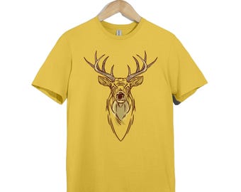 Camiseta Majestic Buck Deer Antlers: Camiseta rústica con estampado de caza y fauna silvestre para mujer y hombre.