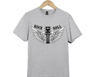 T-shirt gevleugelde gitaar: T-shirt uniseks rockmuziek