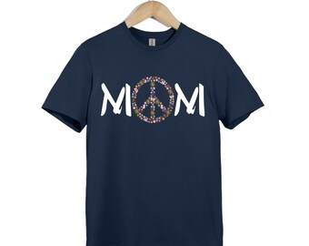 Camiseta «Paz, amor, mamá», símbolo floral de la paz, regalo bohemio para el Día de la Madre