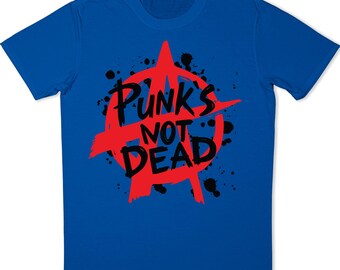 Camiseta Punks Not Dead Anarchy | Camiseta Grunge Rebel com Estampa Gráfica Masculina e Feminina