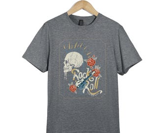 Vintage Punk Skull Guitar T-Shirt | Rock Roll Graphic Tee Men and Women