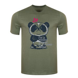 Camiseta de oso panda feroz / Divertida camiseta de dibujos animados para hombre / Cuello redondo de algodón, regalo para amantes de los animales y fanáticos de los pandas