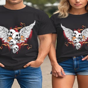 Winged Skull T-Shirt: Gothic Biker Rebel Tee