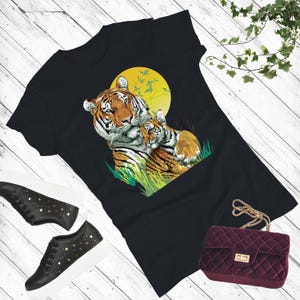 Camiseta de tigre y cachorro: Camiseta con gráficos de vida silvestre, regalo para amantes de la naturaleza