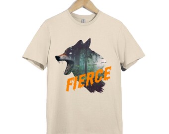 Fierce Wolf T-Shirt: Double Exposure Forest Graphic Tee