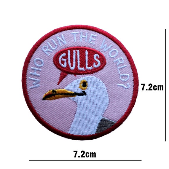 Who Run the World Girls Feminist Seagull Patch Embroidered Iron or Sew On Badge Who Run the World Girls Feminist Seagull Patch Embroidered Iron or Sew On Badge