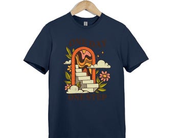 Retro 'One Day One Step' T-Shirt – Groovy 70s Positive Unisex Tee
