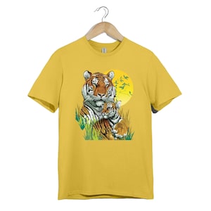 Camiseta de tigre y cachorro: diseño de madre y bebé de vida silvestre