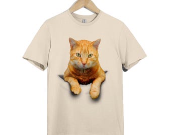 Maglietta gatto arancione – Realistico gattino rosso, maglietta unisex per amanti degli animali