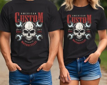 Skull & Wrenches Biker T-Shirt: American Motorcycles Graphic Tee