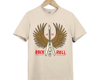 Retro Rock N Roll Guitar Wings T-Shirt: 1978 Vintage Rocker Tee