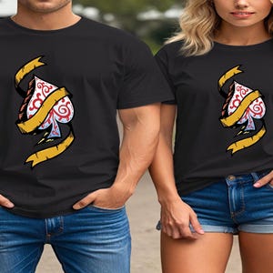 Vintage Tattoo Style Ace of Spades T-Shirt: Gambler Poker Tee