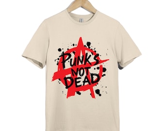 Punk’s Not Dead T-Shirt | Red Anarchy Symbol Punk Graphic Tee | Grunge Streetwear Shirt | Rebel Rock Band Shirt for Him & Her | Unisex Top