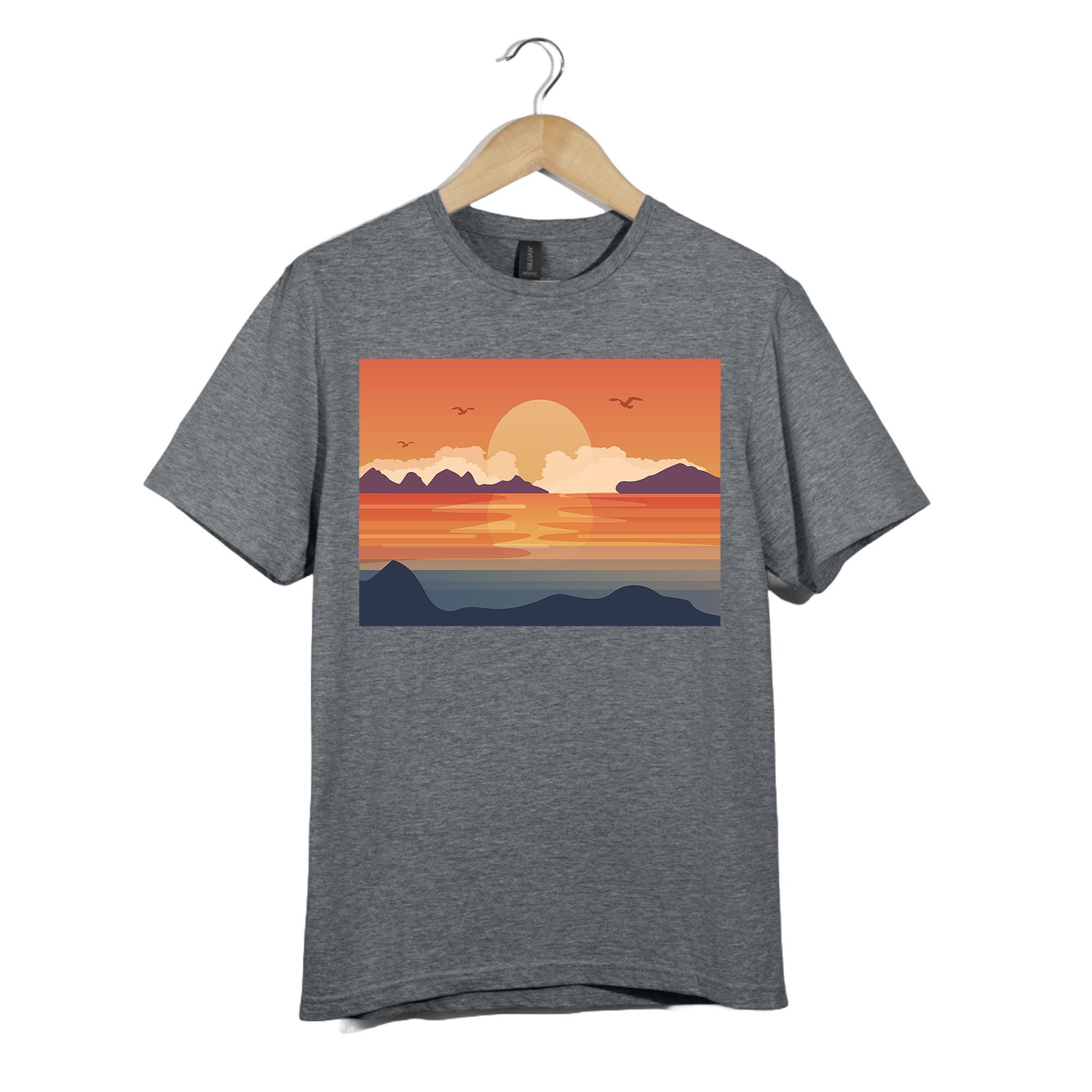 Retro Sunset Horizon T-shirt – Minimalist Beach Tee, Unisex Fit - Etsy