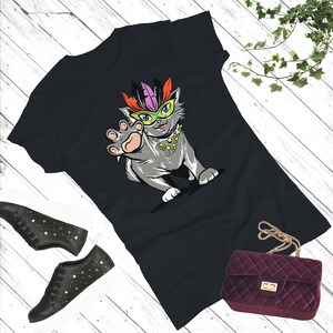 Mardi Gras Cat T-Shirt for Women – Cute Carnival Kitty Tee, Funny Fat Tuesday Shirt, New Orleans Party Top, Cat Lover Gift for Her