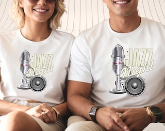 Vintage Jazz Night T-Shirt: Retro Microphone Music Lover Tee