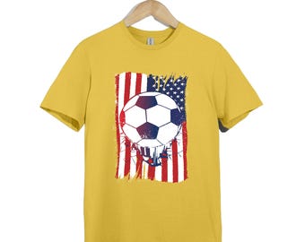 USA fotbollströja, amerikansk flagga fotbollströja, patriotisk fotbollströja, mjuk bomullsunisextröja