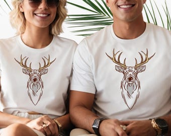Majestic Buck Deer Geweih T-Shirt: Rustikales Jagd-Wildtier-Grafik-T-Shirt