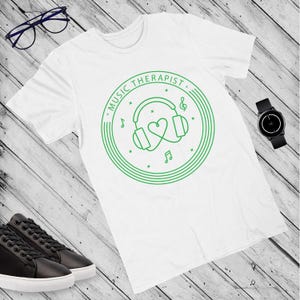 Music Lover Gift T-Shirt for Men | Pixel Style Headphones | Music Is Therapist Graphic Tee -  Headphones Tee  - Cool headphone T-Shirt