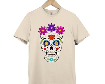T-shirt floral crâne en sucre - Jour des morts, t-shirt Halloween