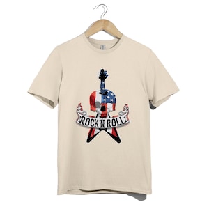 Rock N Roll Skull T-Shirt: USA Flag Guitar Graphic Tee