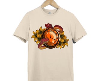 Orm och klocka T-shirt: Tatueringsstil Gotisk Grafisk T-shirt Unisex