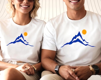 Minimalist Nature Sun T-Shirt | Mountain Graphic Tee for Men and Women