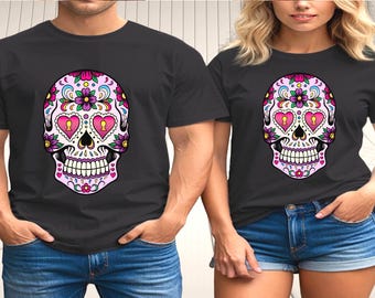 Pink Sugar Skull T-Shirt | Day of the Dead Floral Graphic Tee