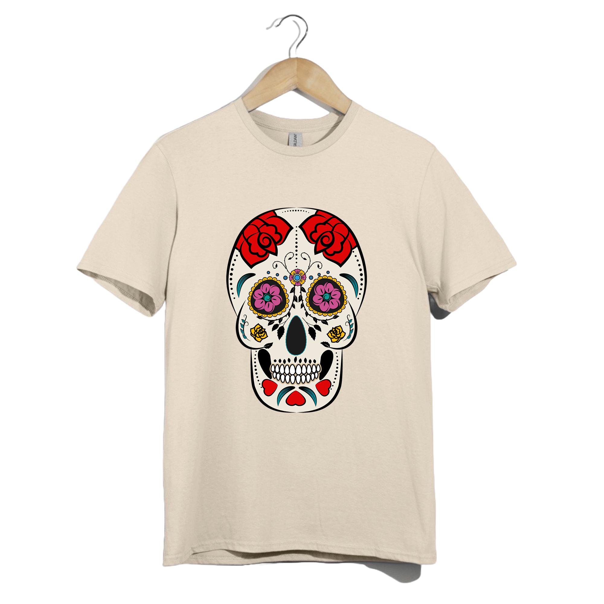 T-Shirt Tête De Mort & Roses – Motif Crâne Gothique Rock Pour Hommes, Femmes Et Ados