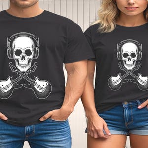 Skull Guitar T-Shirt: Unisex Rock Music Graphic Tee