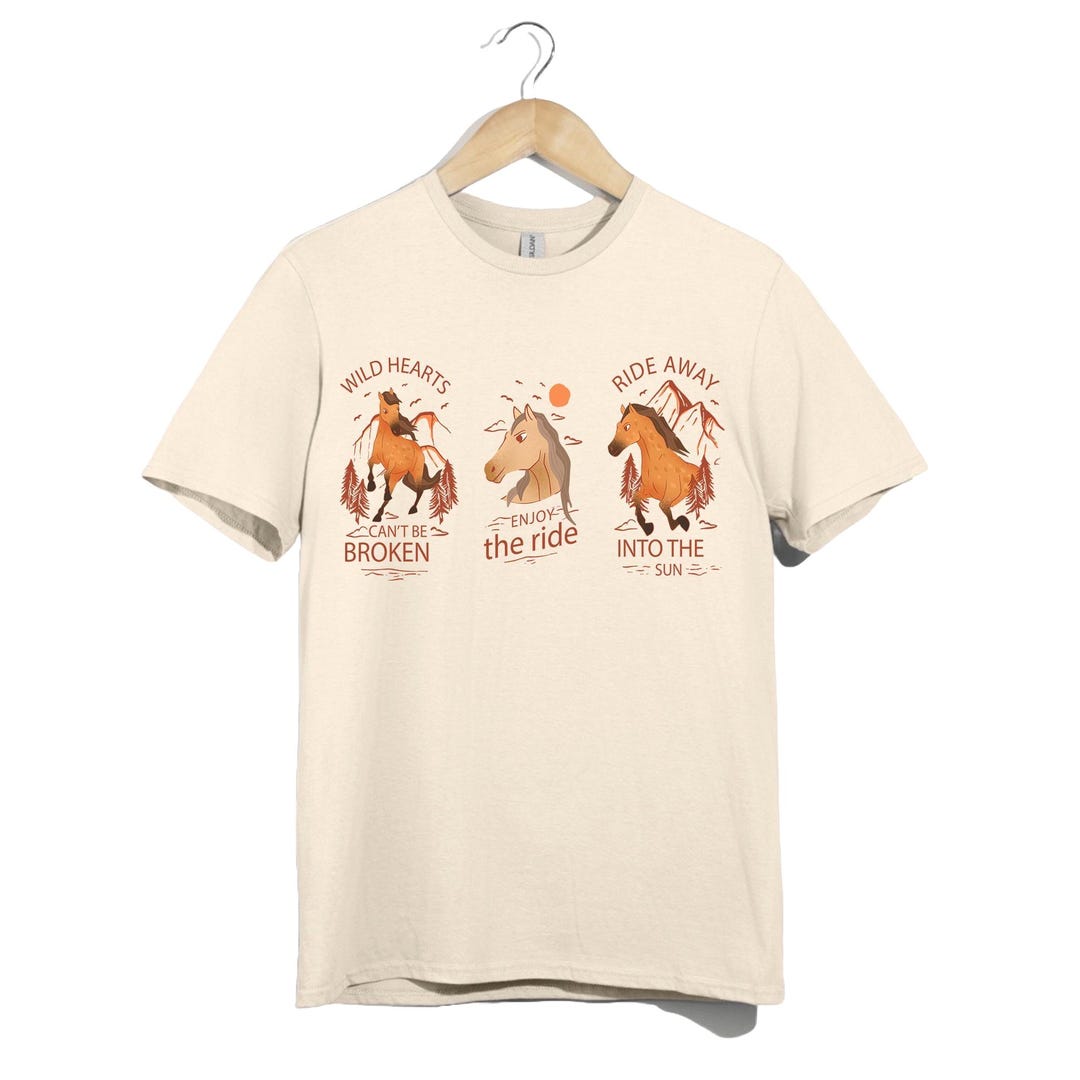Wild Horse Graphic T-shirt – Western Sunset, Cowgirl Tee - Etsy