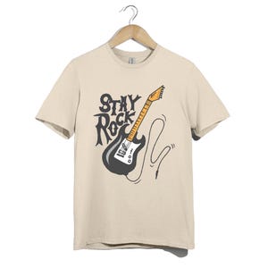 Stay Rock Guitar Graphic T-Shirt Unisex | Retro Electric Guitar Shirt | Rock n Roll Band Tee | Music Lover Gift | Cool Vintage Rock Tee