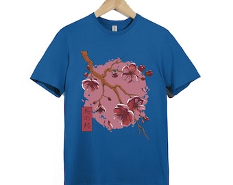 Camiseta con estampado de flor de cerezo, arte japonés de sakura, camiseta unisex floral
