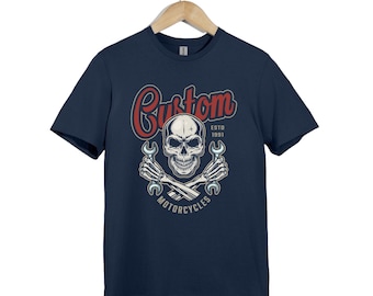 Vintage Biker T-Shirt: Skull & Crossed Wrenches - Custom Motorcycle Gear