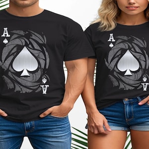 Maglietta con carta da gioco Asso di Picche / Maglietta con disegno di carte da poker / Maglietta con disegno di carte da gioco Gothic Rock / Maglietta unisex con estetica grunge per giocatori e ribelli