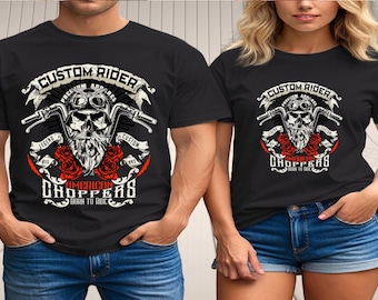 Skull Rider Motorcycle T-Shirt: Vintage Chopper Biker Graphic Tee