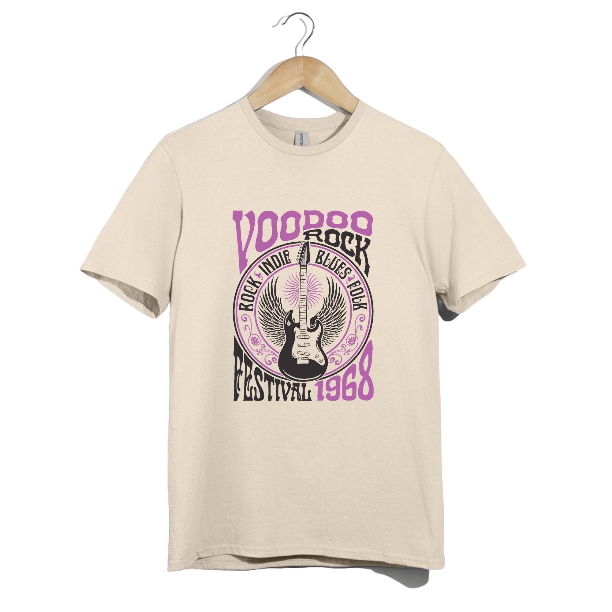 Voodoo Rock Festival 1968 T-shirt: Retro Guitar Graphic