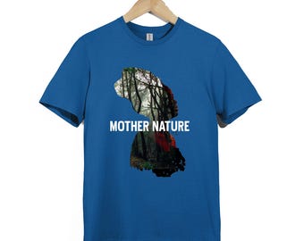 Moder Natur-tröja, miljömedveten jordälskare-tröja, skogssilhuettkonst-tröja, miljömedveten grafisk topp
