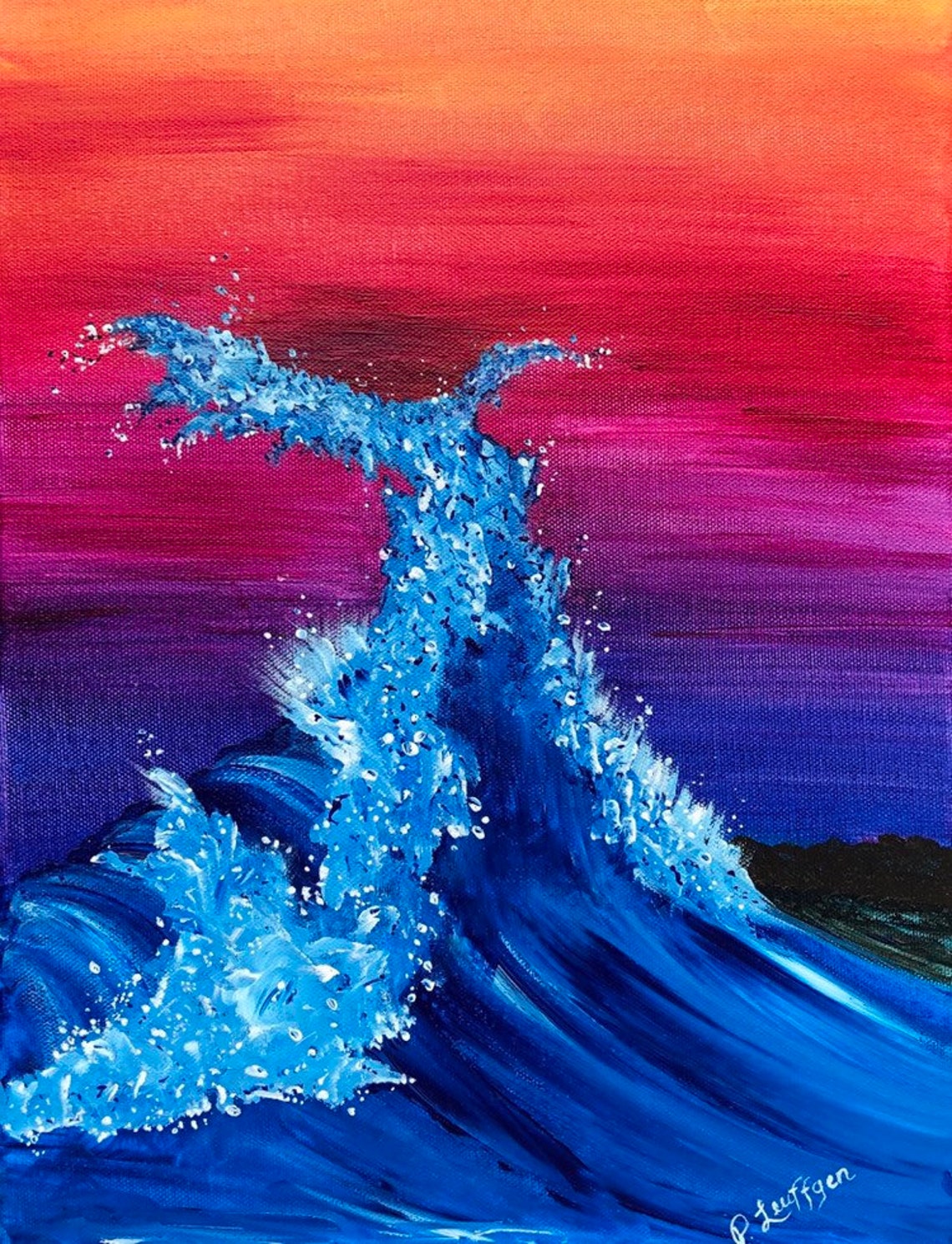 Ocean wave painting Beach art Surf art canvas Vibrant Etsy