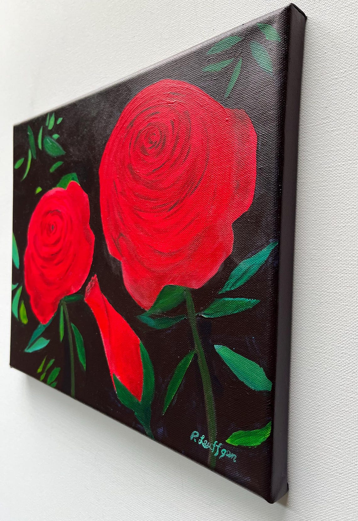 Painting Three Roses Three Red Roses, Original Flower Painting on Canvas, 11x14 Inches - Etsy