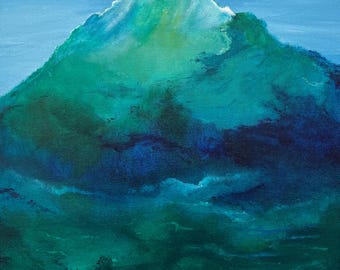 Cresting Ocean Wave, Original Acrylic, 12x12 Inch Modern Canvas Painting