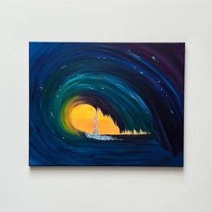 Ocean Wave Painting: Original Acrylic Coastal Wall Art (16x20 Inches)