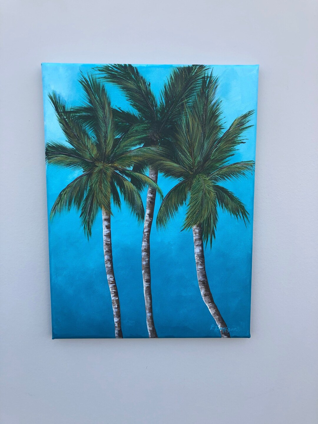 Palm Tree Painting Original Art Beach Wall Decor Palm Tree Etsy